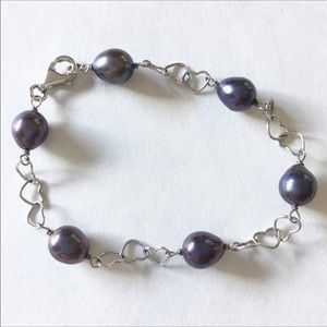 Freshwater Pearl Sterling‎ Silver Heart Bracelet